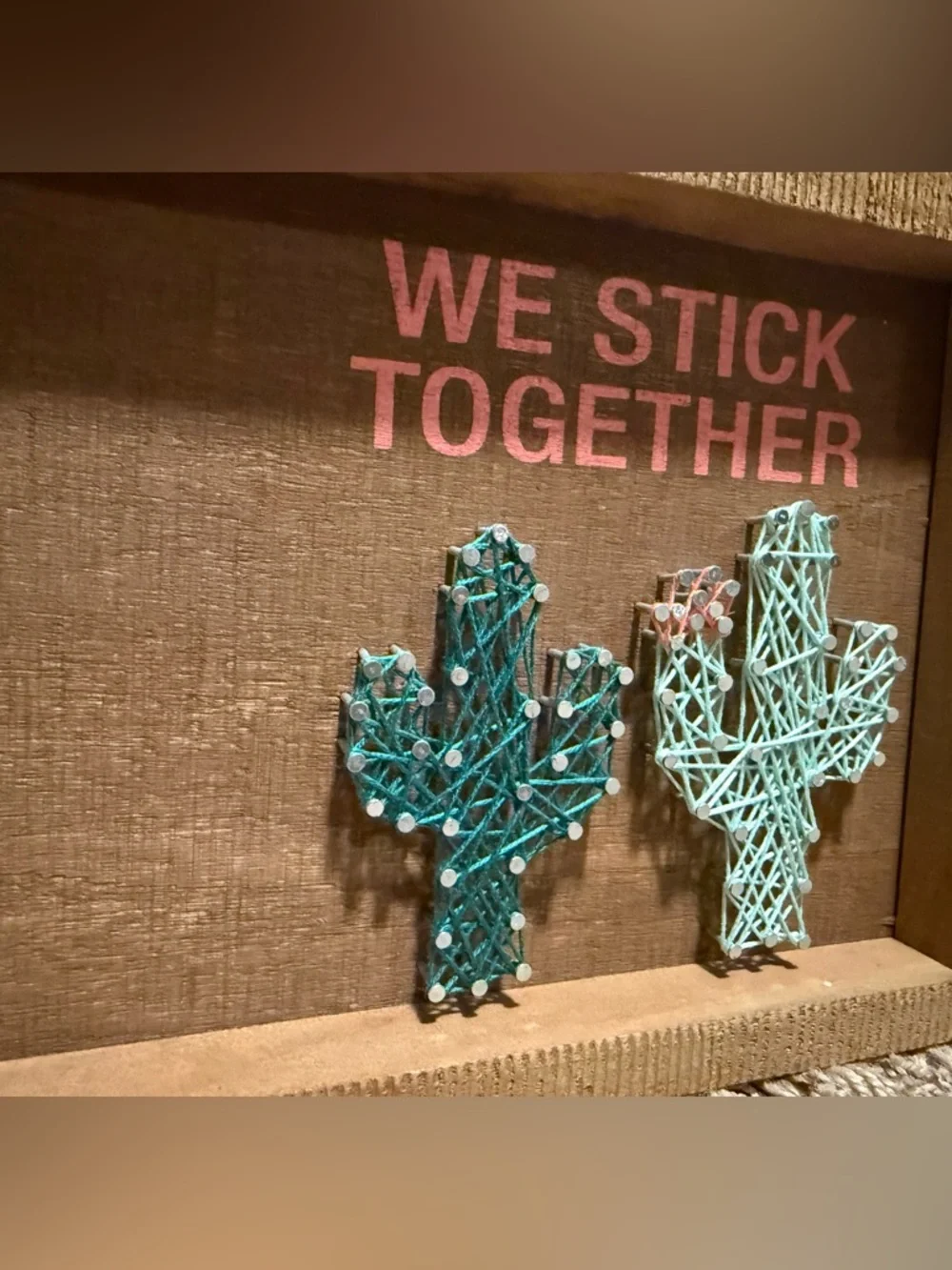 Cactus String Art Wall Decor in Teal & Mint photo frame